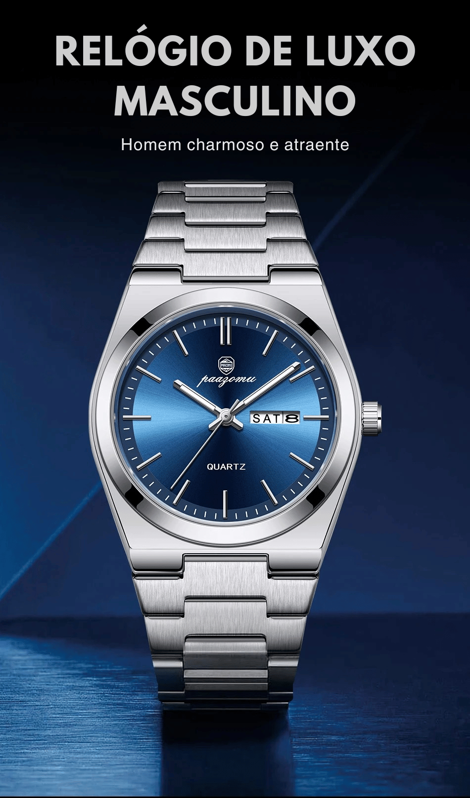 PENGAGAR Relógio Masculino de Luxo Data Semana Relógio Luminoso À Prova D 'Água